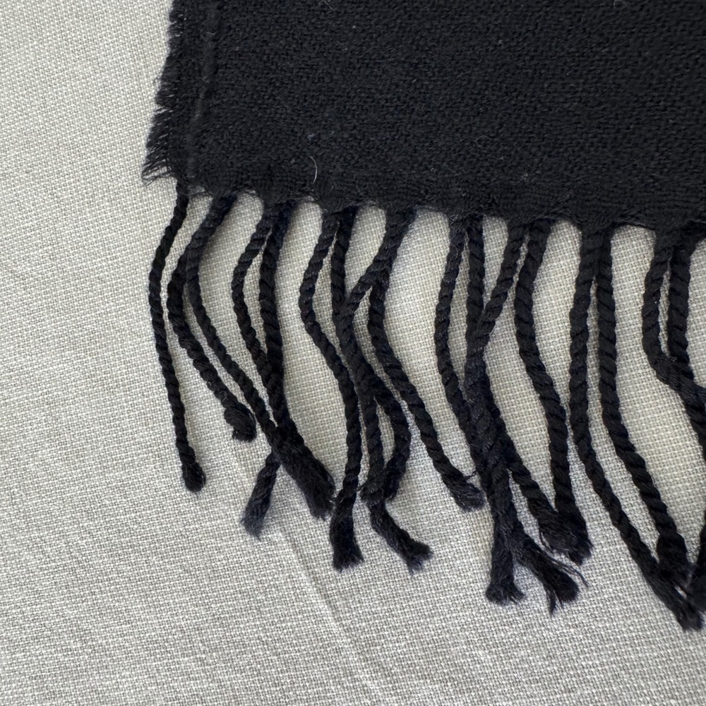 Chelsey II Wool Scarf Diamond Pattern 12x62 Black/Blue/Tan - Picture 3 of 4